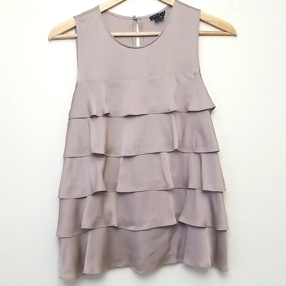 Theory Silk Ruffle Tank Top Small - Picture 1 of 5